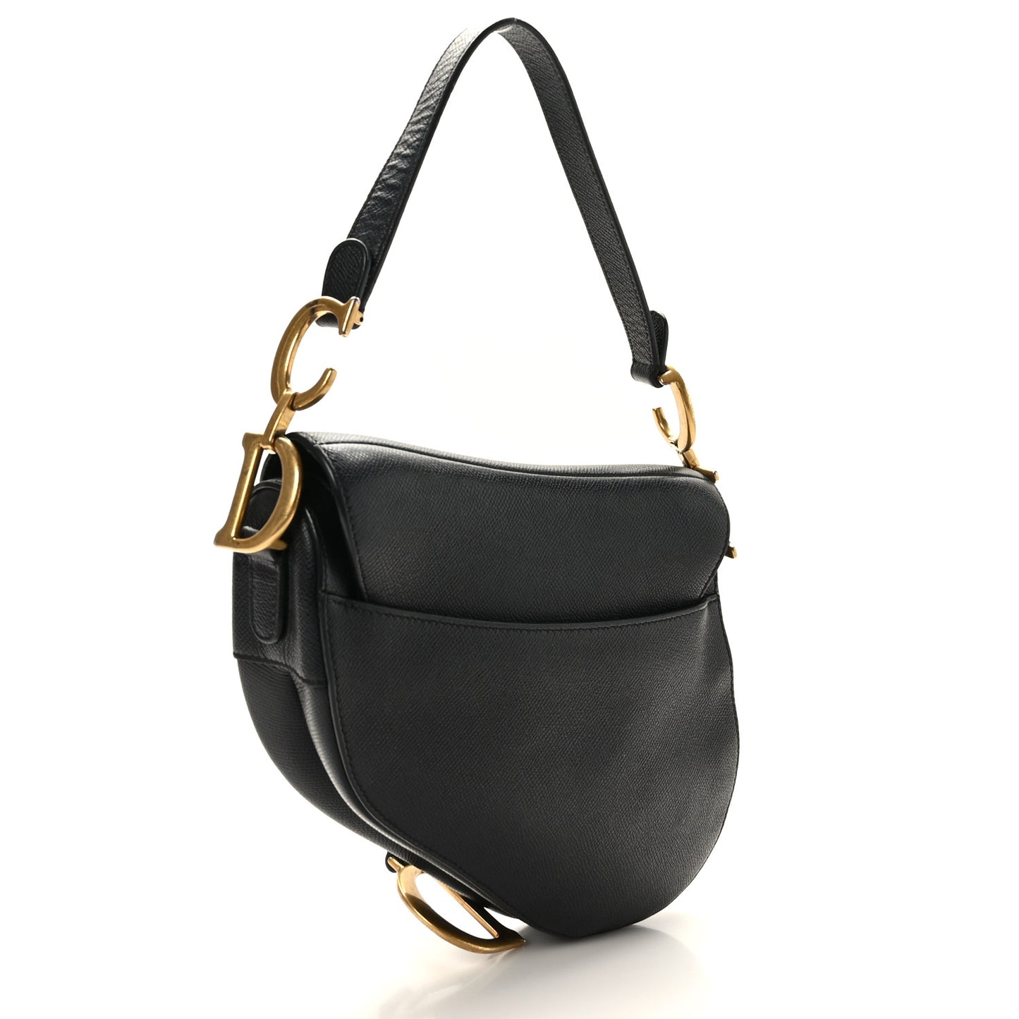 Grained Calfskin Saddle Bag Black