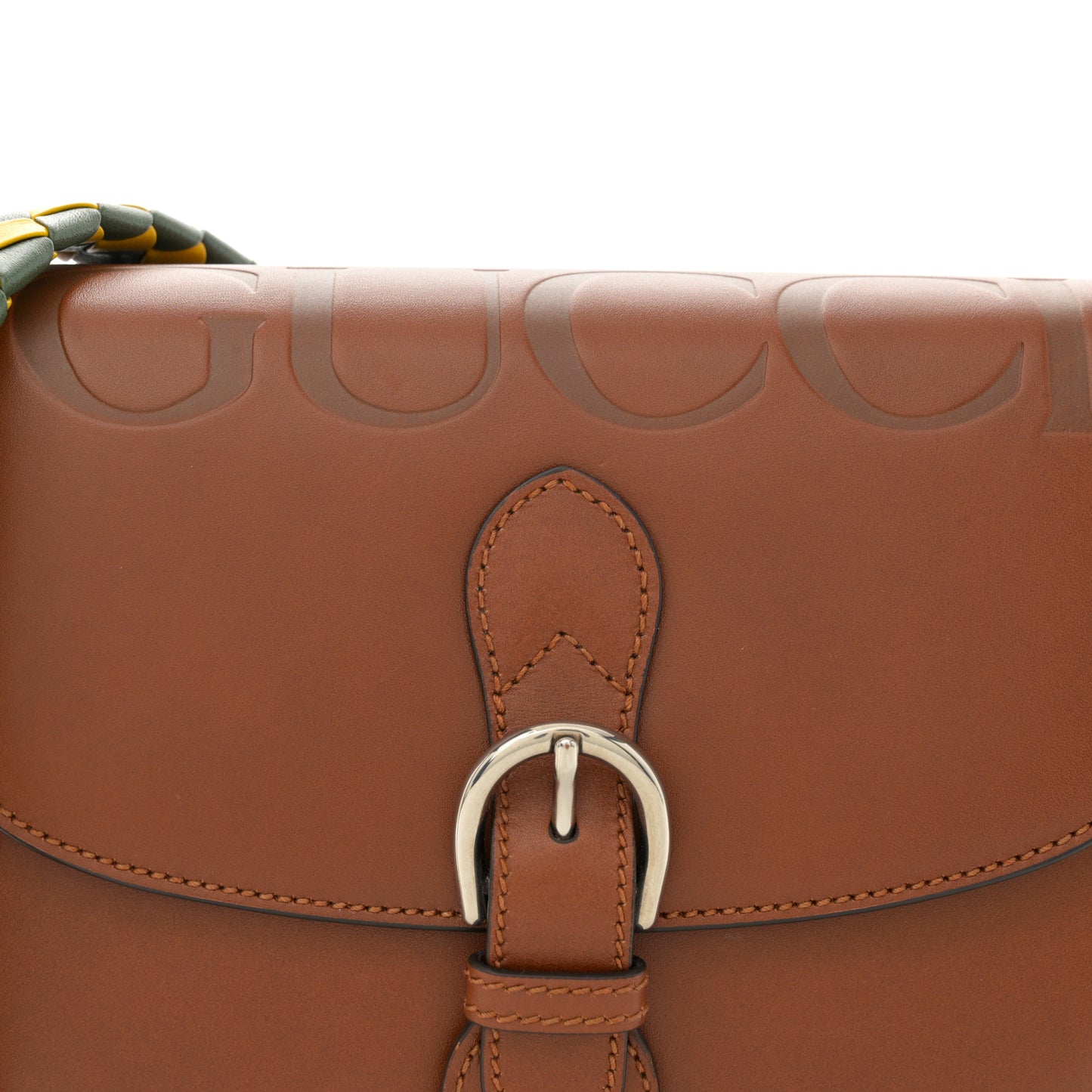 Calfskin Small Logo Shoulder Bag Brown