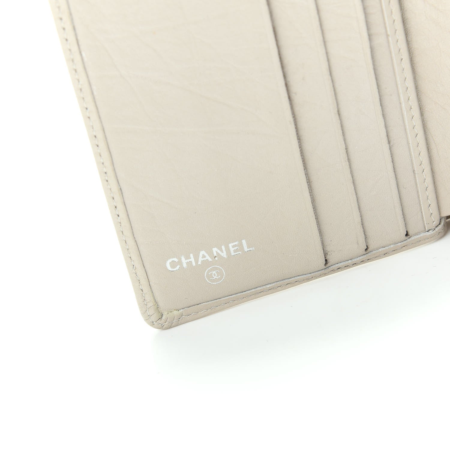 Chanel Aged Calfskin Cambon Compact Wallet Pearl 6 of 9