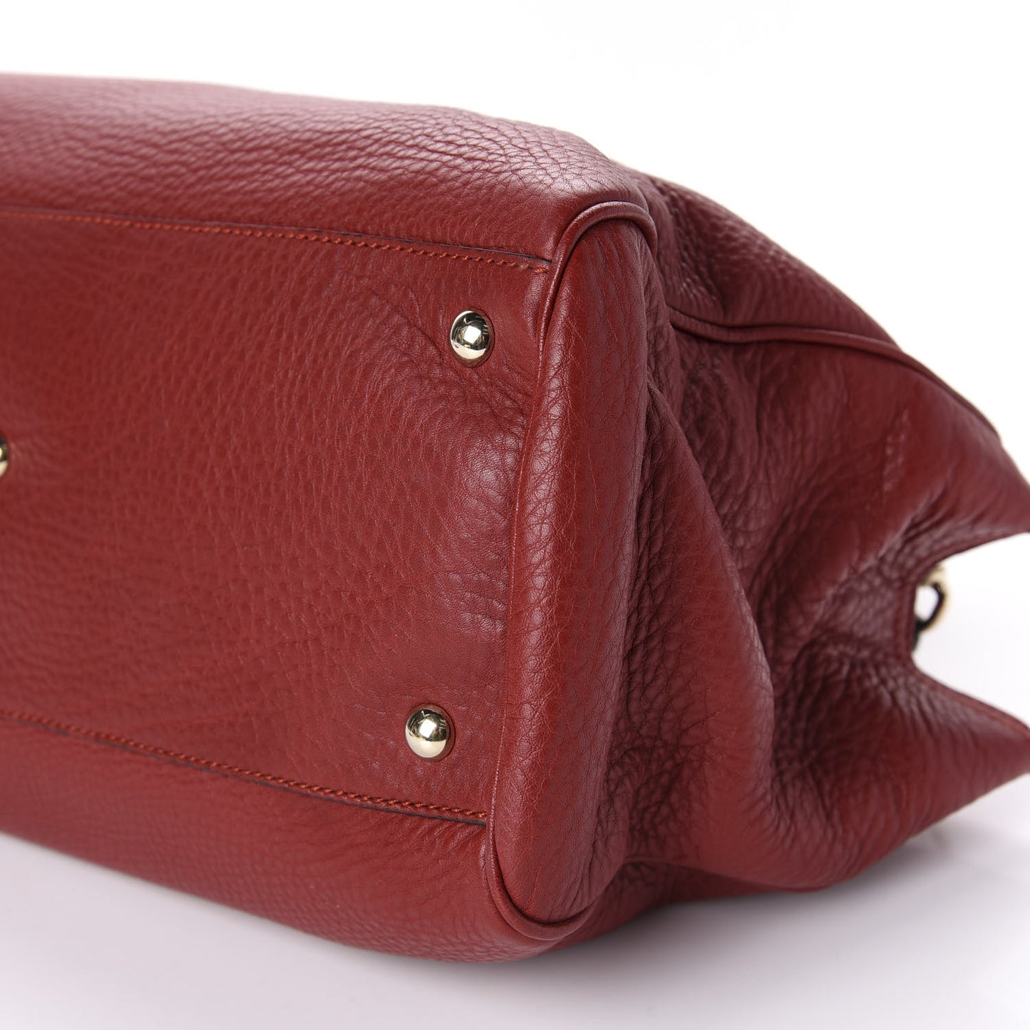 Pebbled Calfskin Medium Bamboo Shopper Tote Red