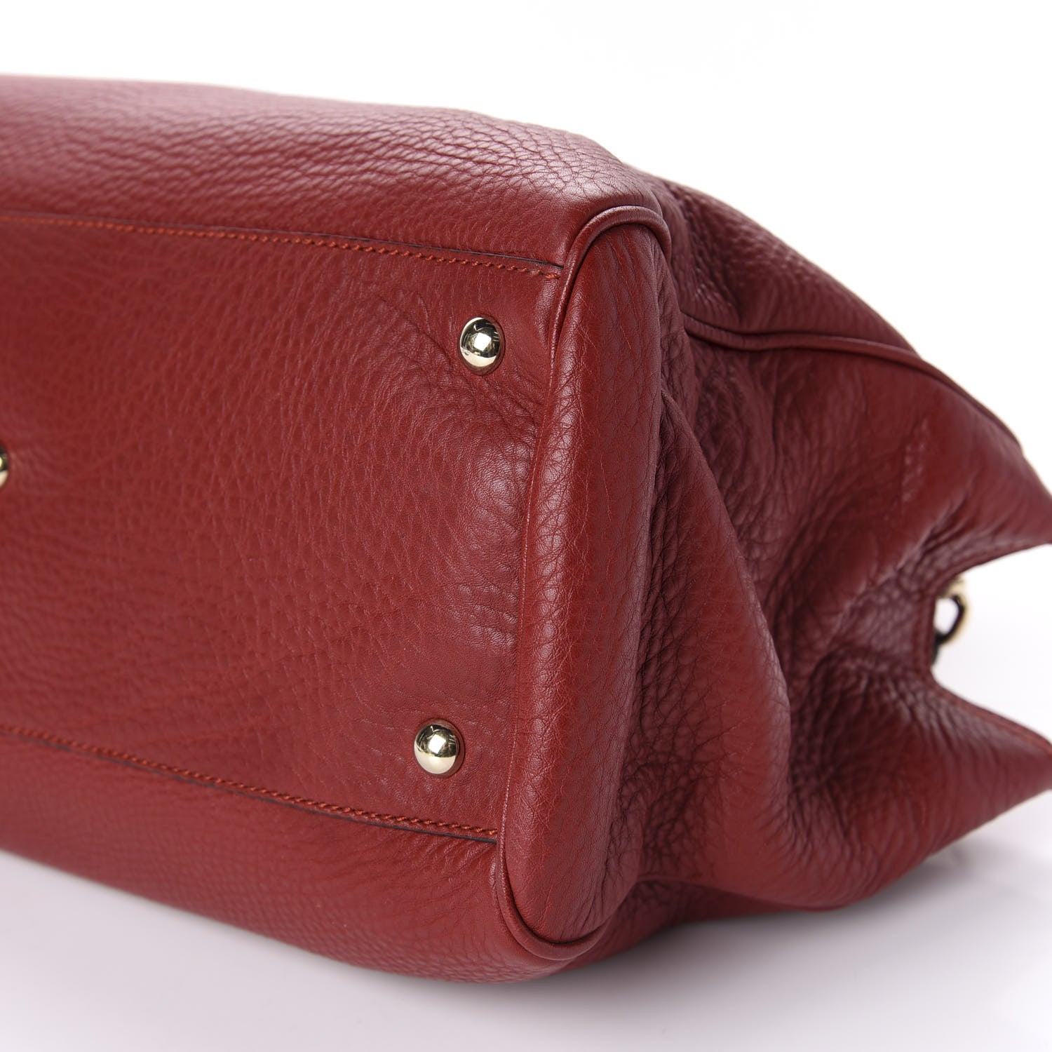 Gucci Pebbled Calfskin Medium Bamboo Shopper Tote Red 8 of 11