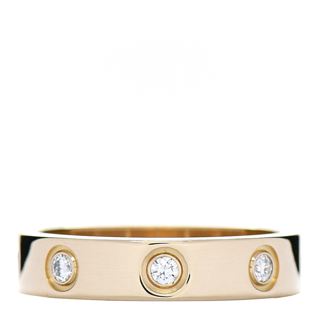 Cartier 18K Yellow Gold 8 Diamond 4mm LOVE Wedding Band Ring 48 4.5 3 of 5
