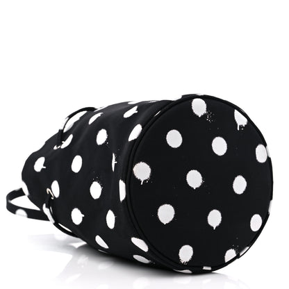 Balenciaga Recycled Sport Nylon Polka Dot Logo Embroidered Wheel Drawstring Bucket Bag Black White 4 of 9