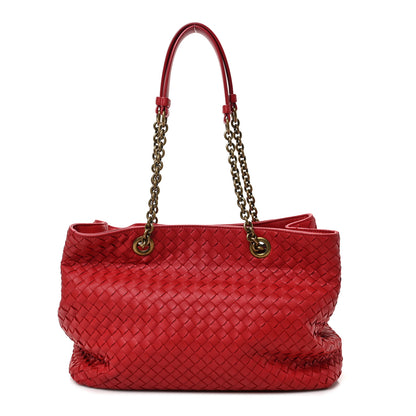 Bottega Veneta Nappa Intrecciato Medium Classic Chain Strap Tote Red 3 of 9