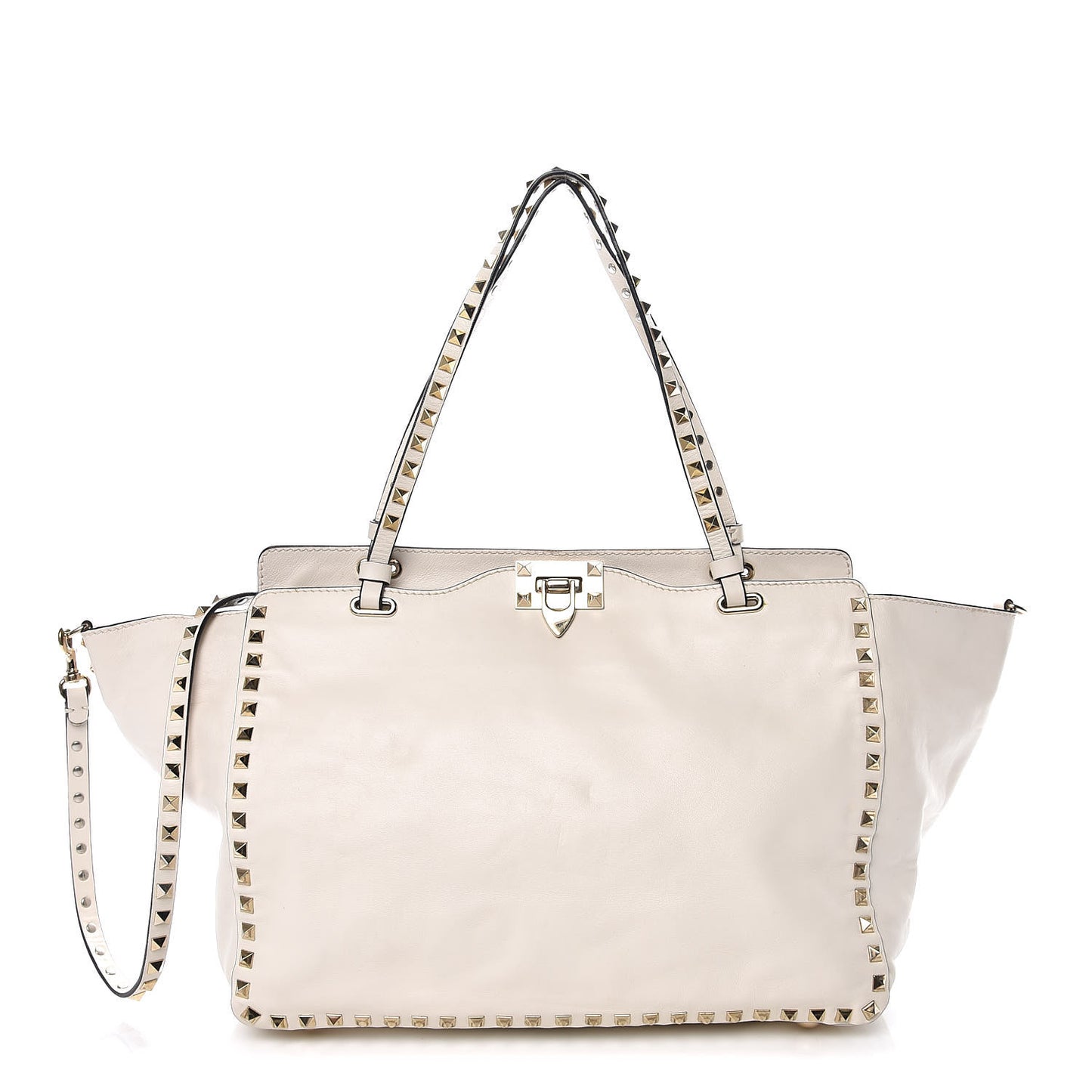 Vitello Medium Rockstud Tote Ivory