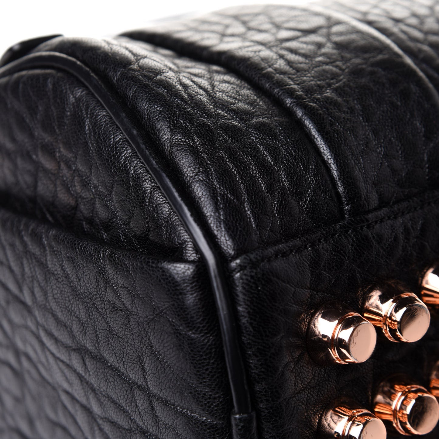 Pebbled Lambskin Mini Rockie Black Rose Gold Hardware