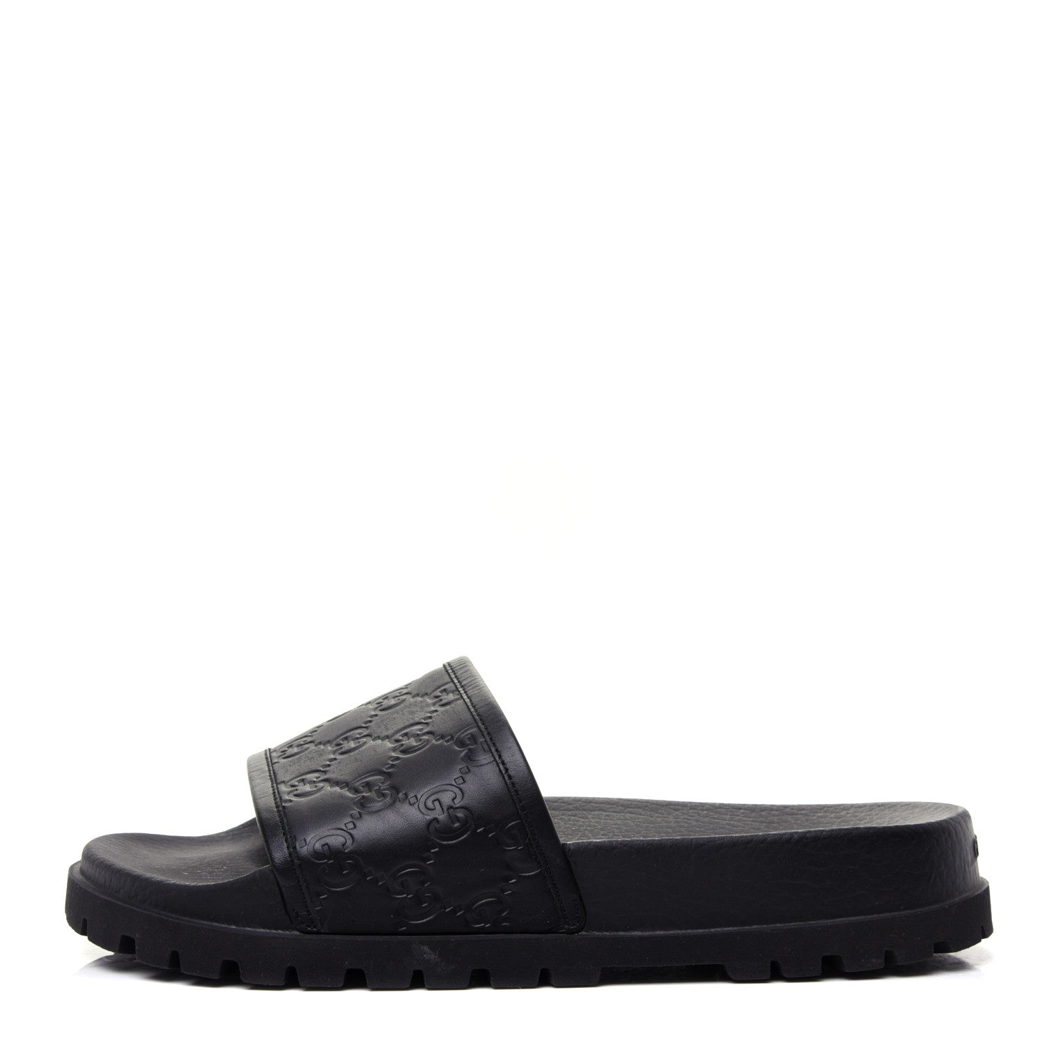 Gucci Guccissima Mens Lug Sole Slide Sandals 7 Black 1 of 8