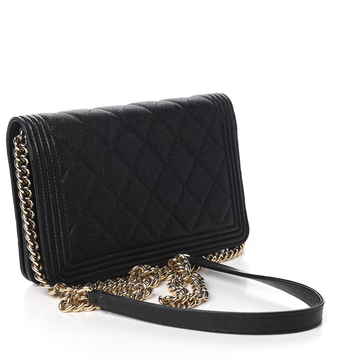 Chanel Caviar Quilted Boy Wallet On Chain WOC Black 2 of 13