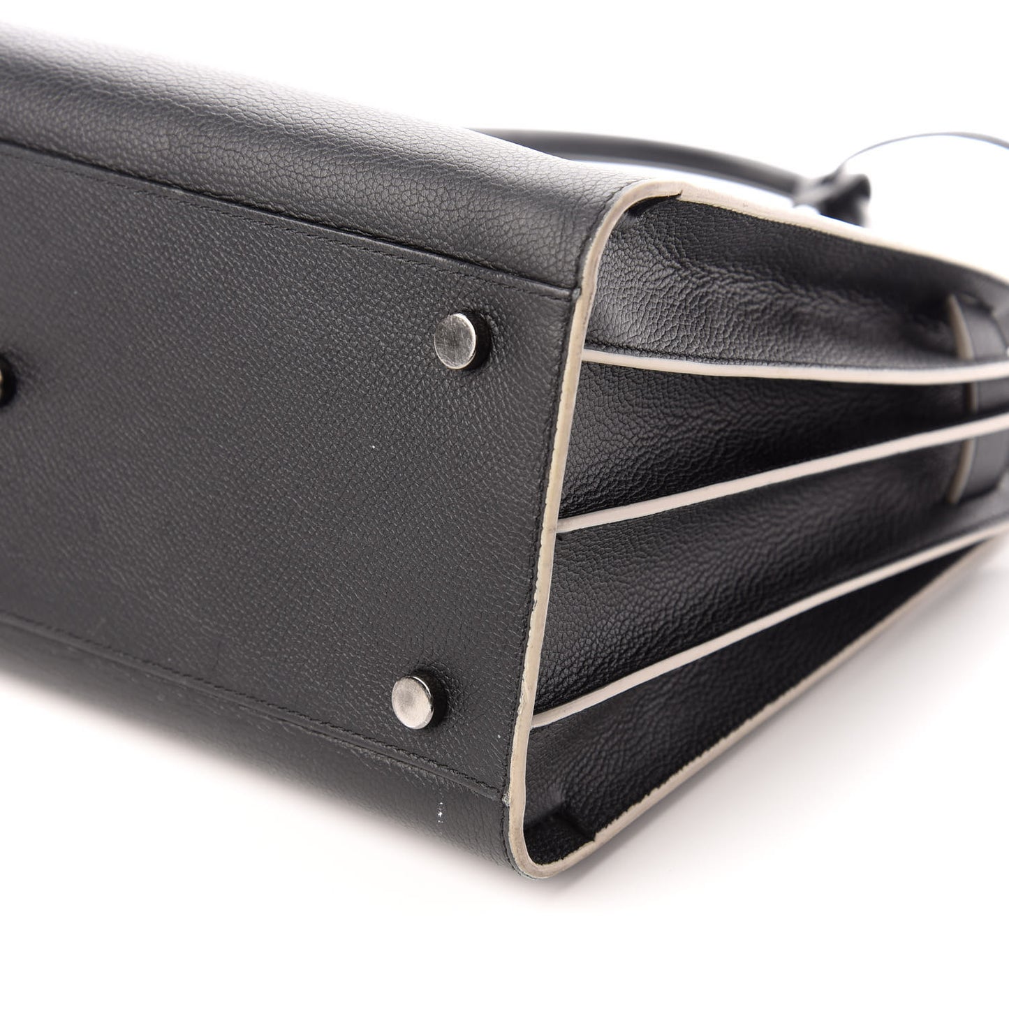 Grained Calfskin Topstitch Small Sac De Jour Black Porcelain