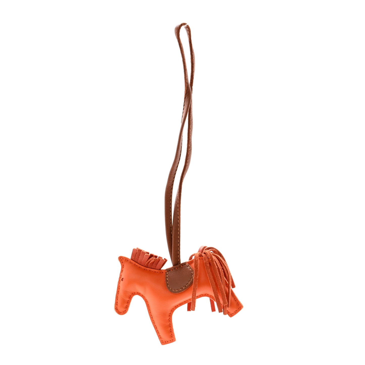 Milo Lambskin Grigri Rodeo Horse Bag Charm PM Feu Orange Fauve