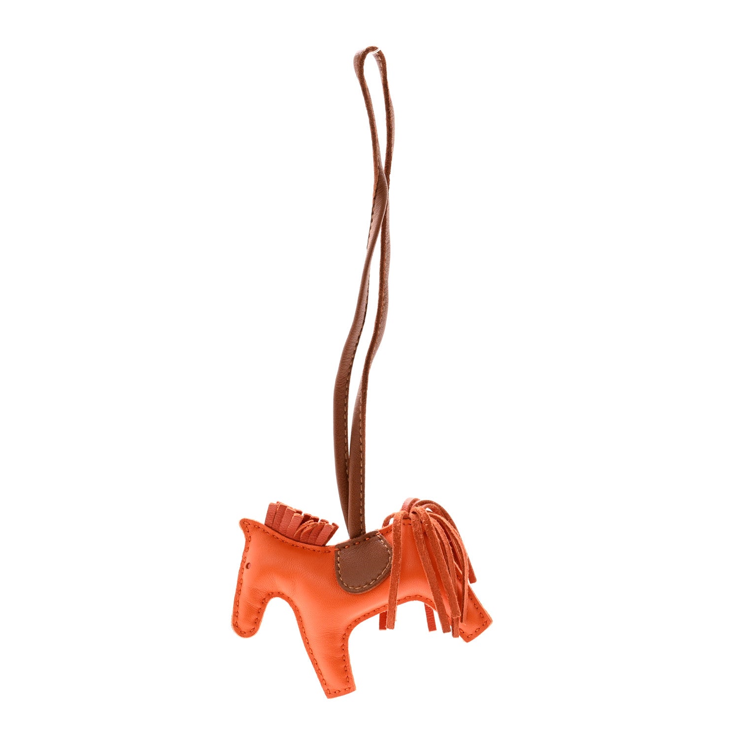Hermes Milo Lambskin Grigri Rodeo Horse Bag Charm PM Feu Orange Fauve 1 of 5