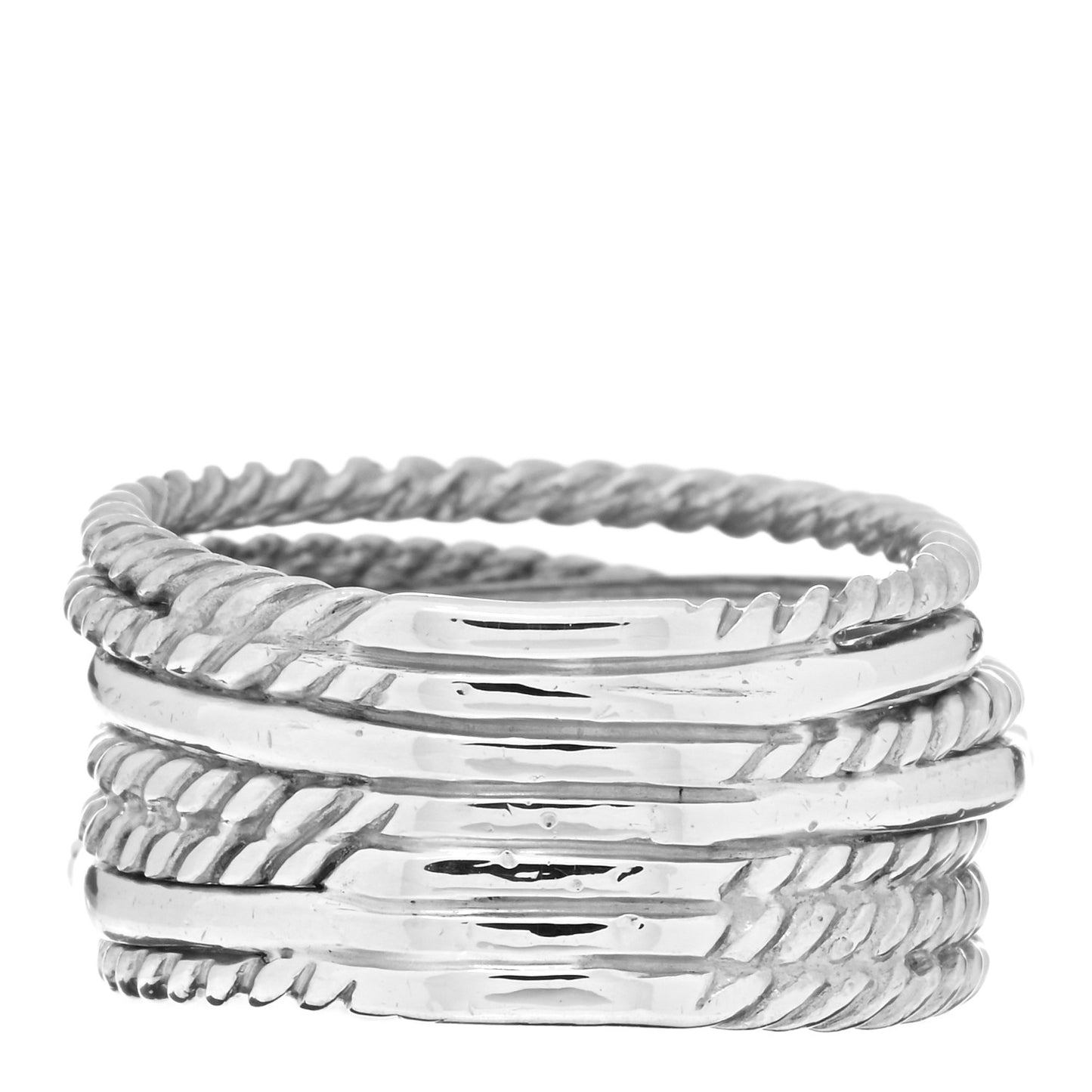 Sterling Silver Diamond 11mm Wide Crossover Cable Ring 54 6.75