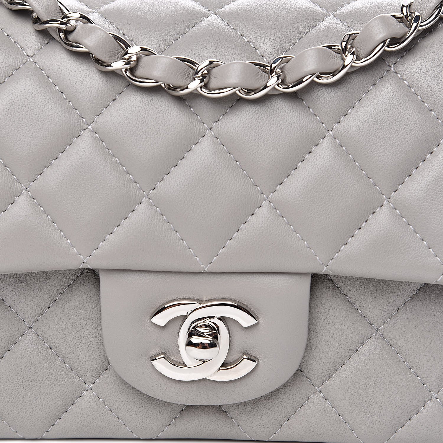 Chanel Lambskin Quilted Mini Rectangular Flap Grey 10 of 10