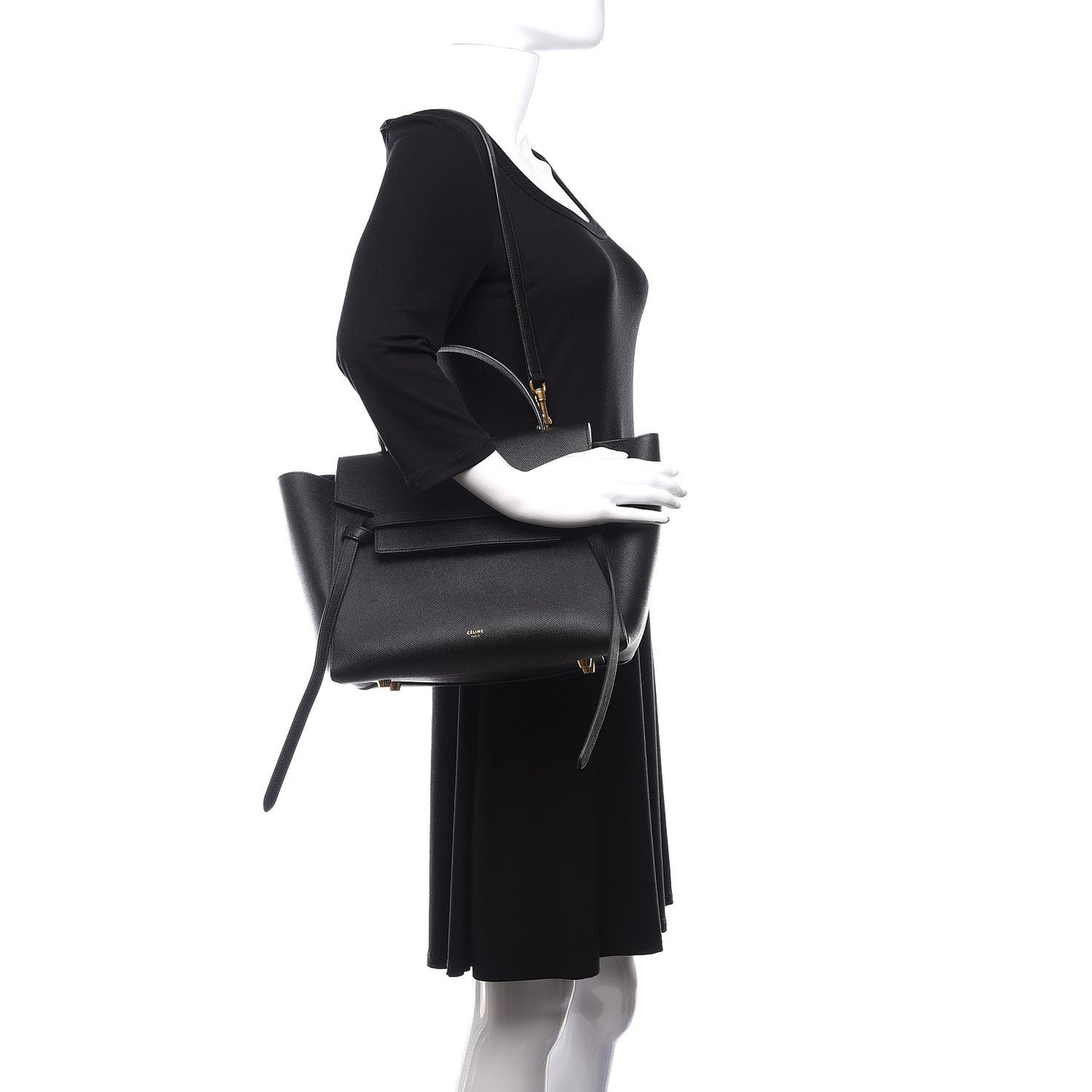 Grained Calfskin Small Belt Bag Black