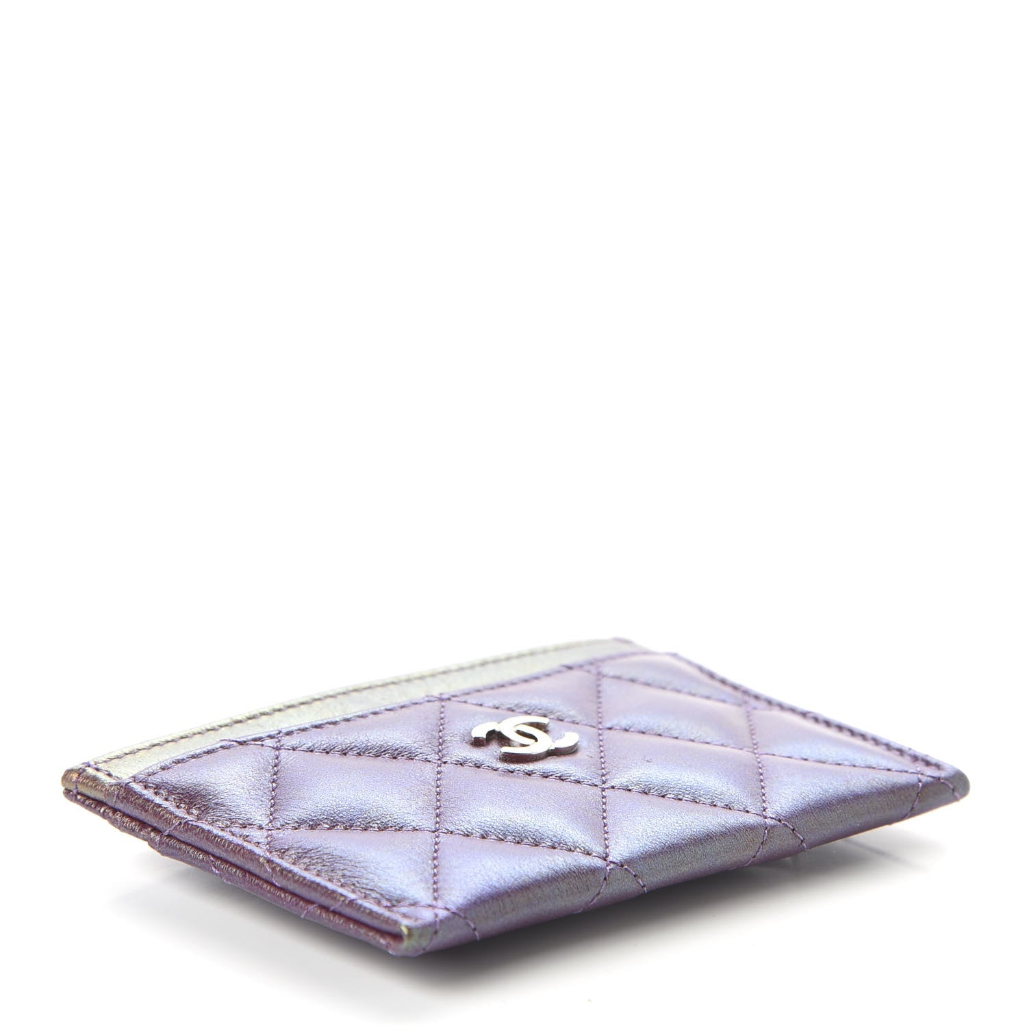 Chanel Iridescent Lambskin Quilted Card Holder Purple 4 of 10