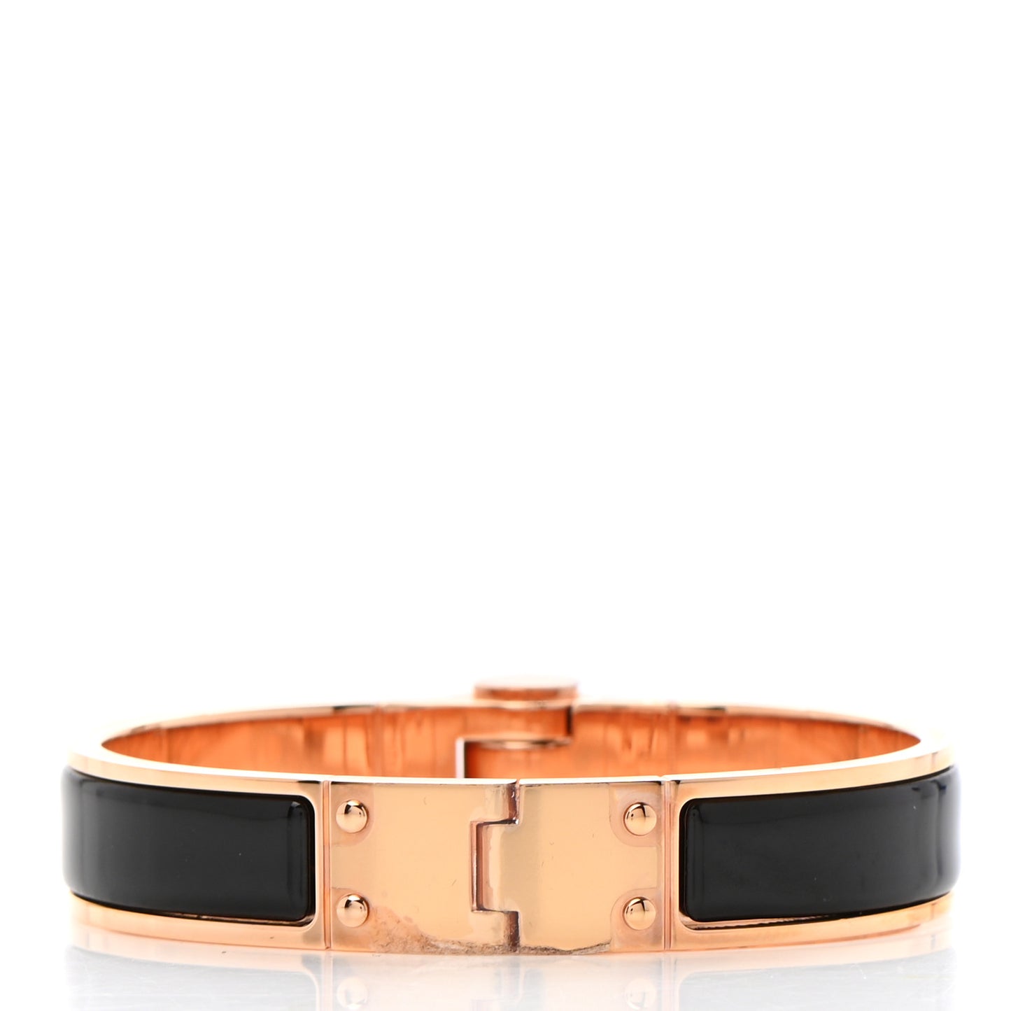 Enamel Charniere Uni Narrow Hinged Bracelet S Black