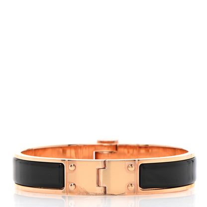 Hermes Enamel Charniere Uni Narrow Hinged Bracelet S Black 3 of 5