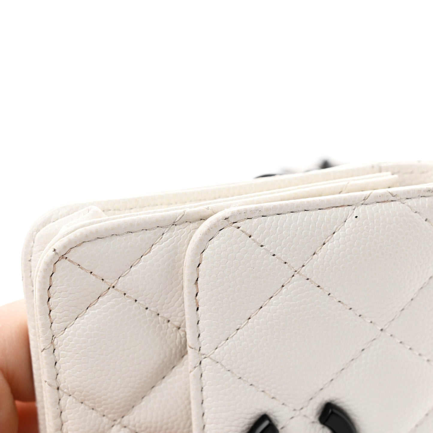 Caviar Quilted My Everything Belt Flap Card Holder White