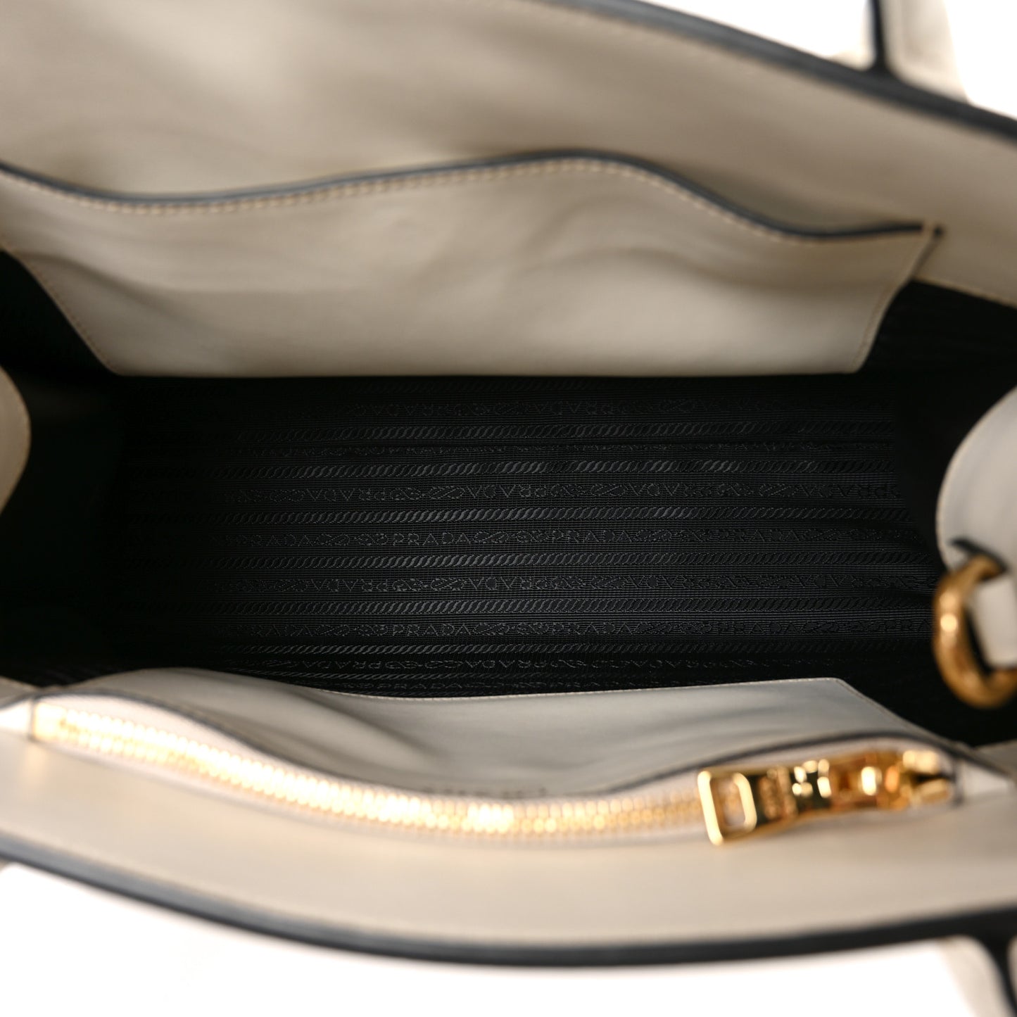 Saffiano Cuir Calfskin Medium Monochrome Top Handle Tote White