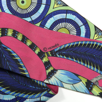 Hermes Silk The Savana Dance Twilly Rose Indien Indigo Vert 4 of 4