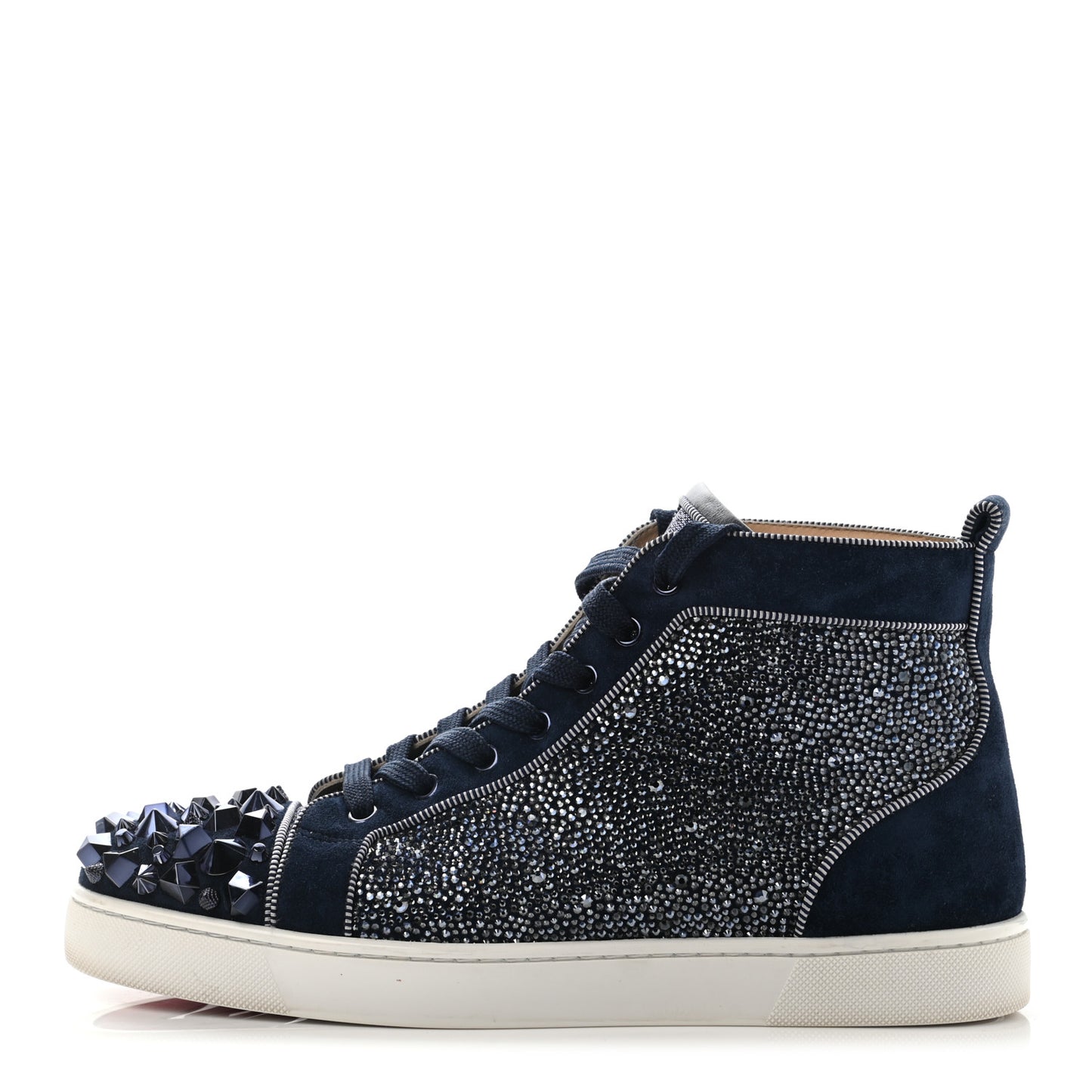 Calfskin Veau Velours Strass Mens Louis Spikes Flat Sneakers 42