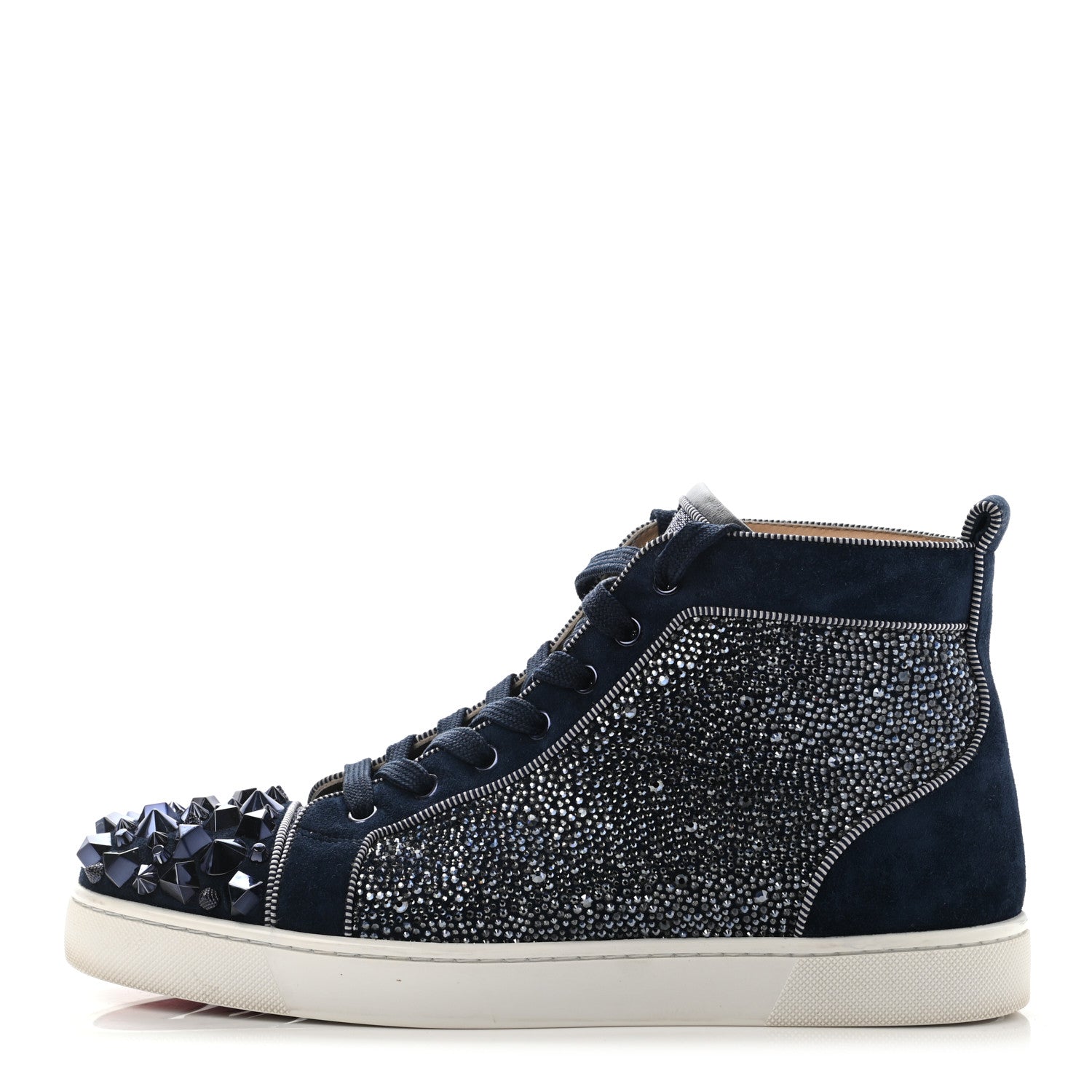 Christian Louboutin Calfskin Veau Velours Strass Mens Louis Spikes Flat Sneakers 42 1 of 13