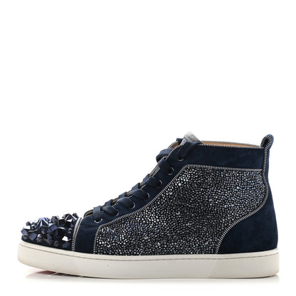 Christian Louboutin Calfskin Veau Velours Strass Mens Louis Spikes Flat Sneakers 42 1 of 13