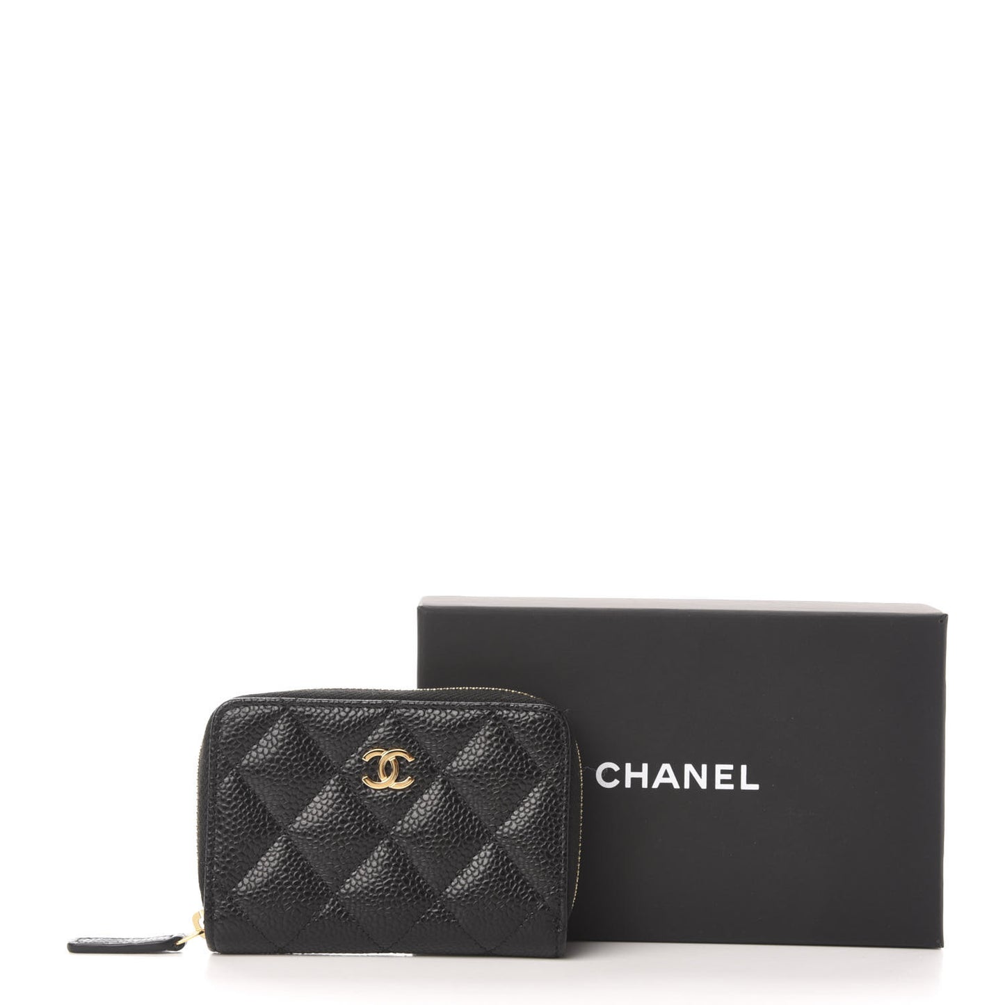 Caviar Quilted Zip Coin Purse Black
