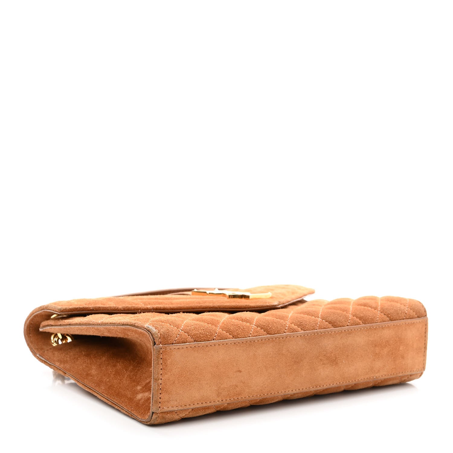 Saint Laurent Suede Mixed Matelasse Triquilt Medium Monogram Envelope Satchel Tan 4 of 11