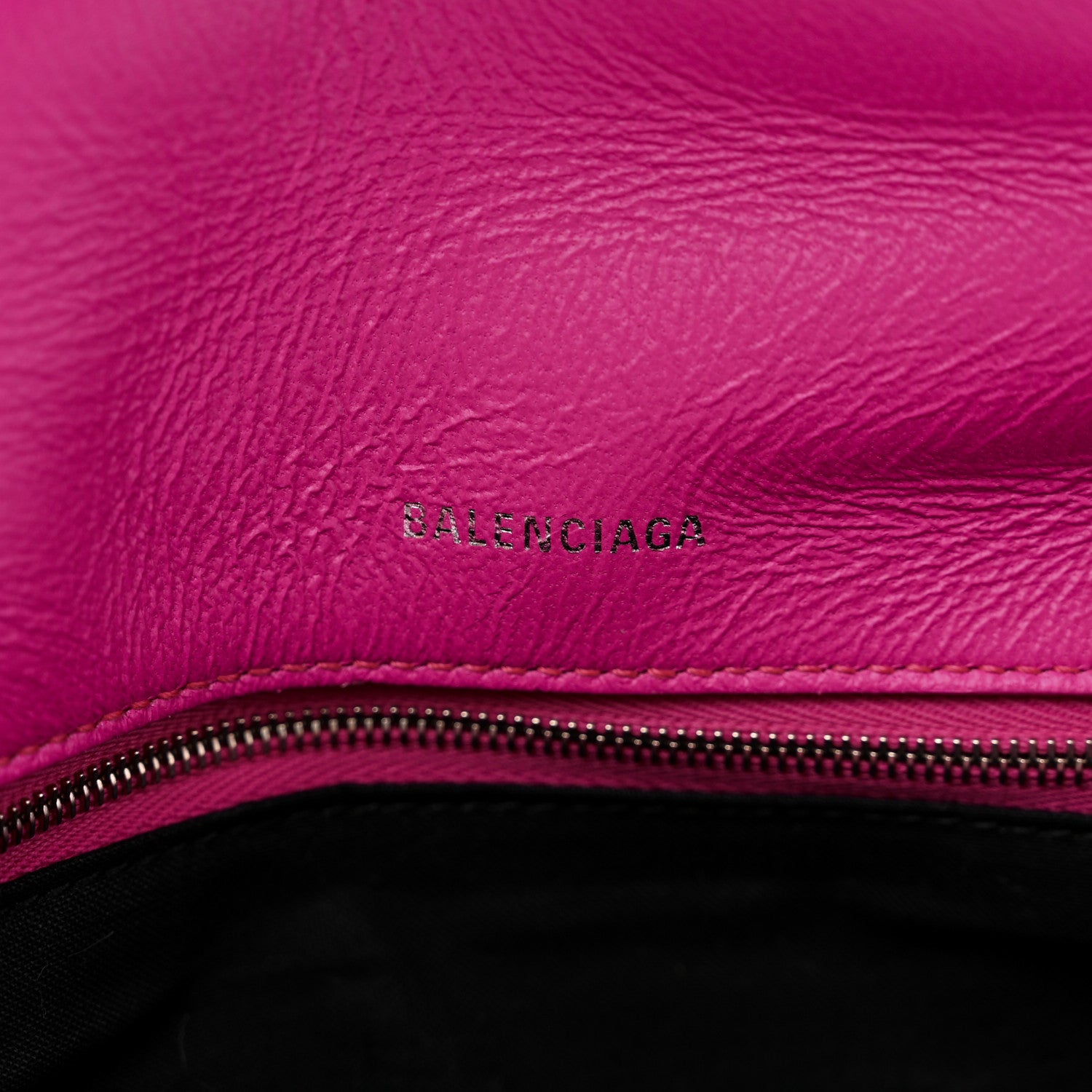 Balenciaga Nappa Calfskin Quilted Touch B Puffy Clutch Fuchsia 7 of 9