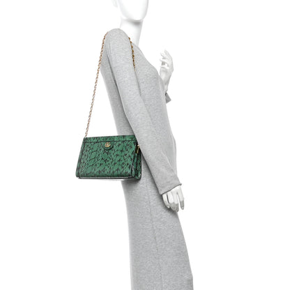 Gucci Snakeskin GG Small Ophidia Chain Shoulder Bag Green 2 of 10