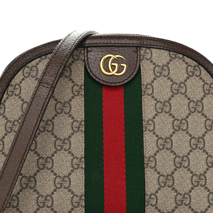 Gucci GG Supreme Monogram Textured Dollar Calfskin Web Small Ophidia Dome Shoulder Bag Beige Ebony New Acero 8 of 12