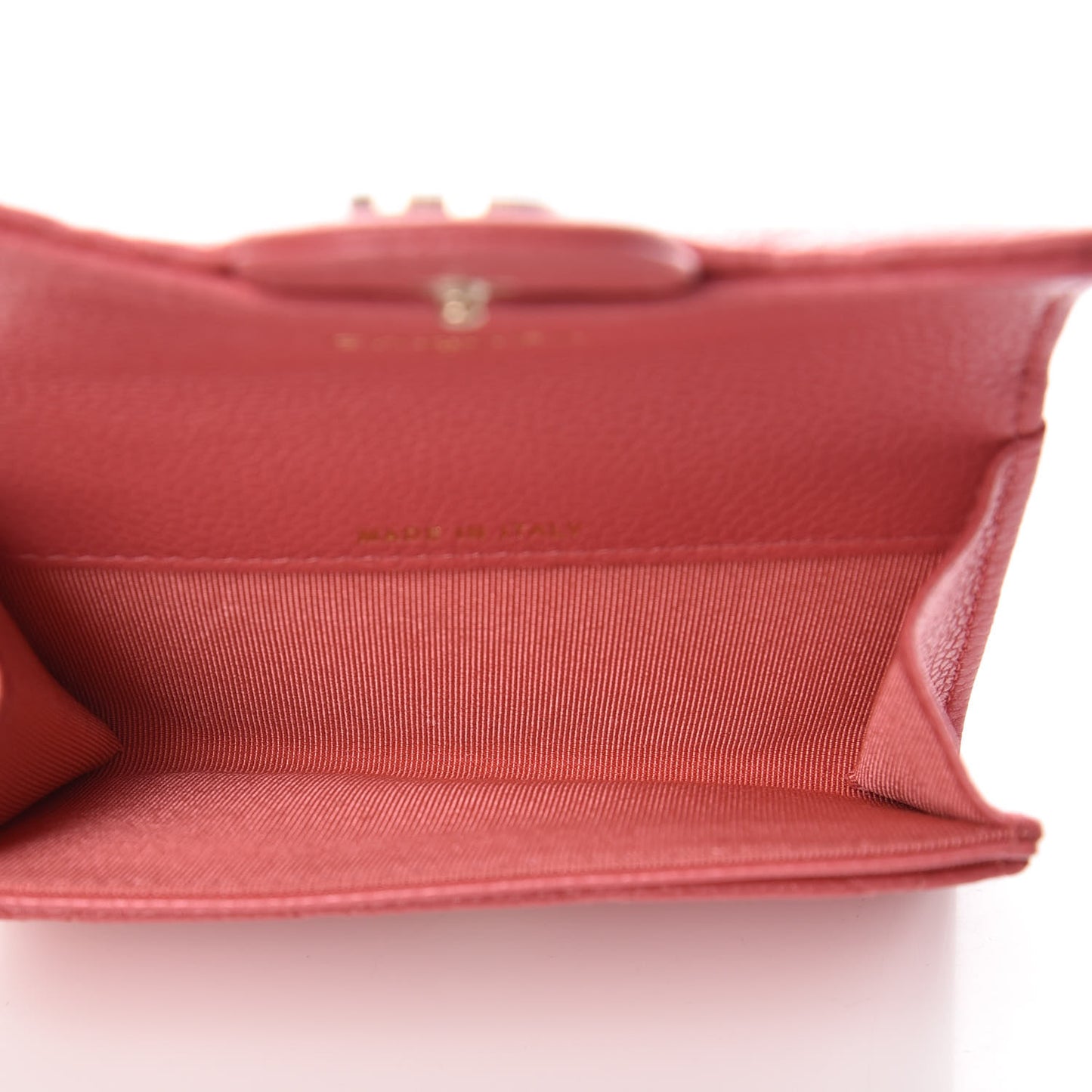 Metallic Caviar Quilted Flap Card Holder Pink