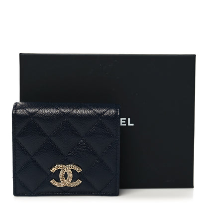 Chanel Caviar Quilted Multi Chain CC Compact Bifold Wallet Navy 11 of 11