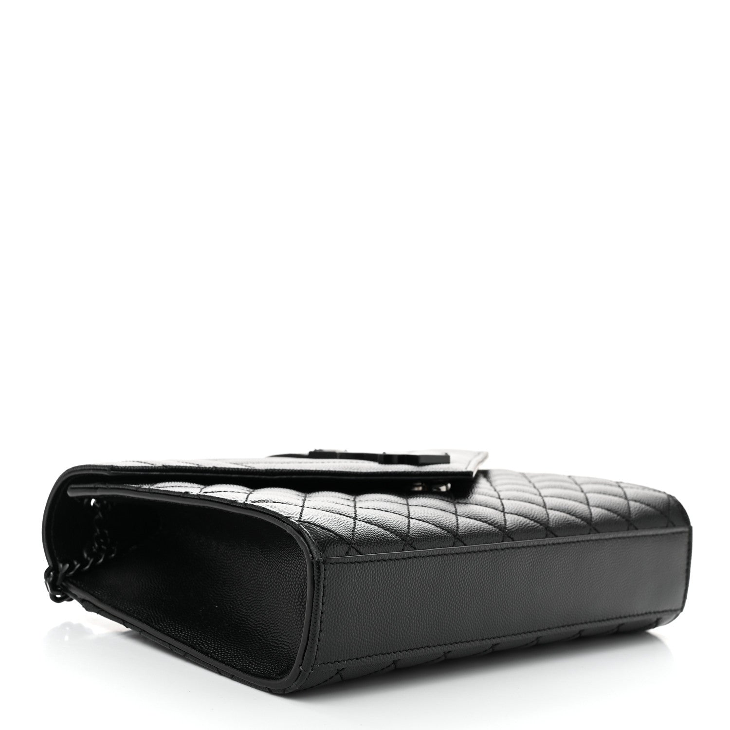Saint Laurent Grain De Poudre Textured Mixed Matelasse Triquilt Medium Monogram Monochrome Satchel Black 4 of 10
