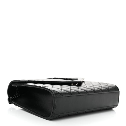 Saint Laurent Grain De Poudre Textured Mixed Matelasse Triquilt Medium Monogram Monochrome Satchel Black 4 of 10
