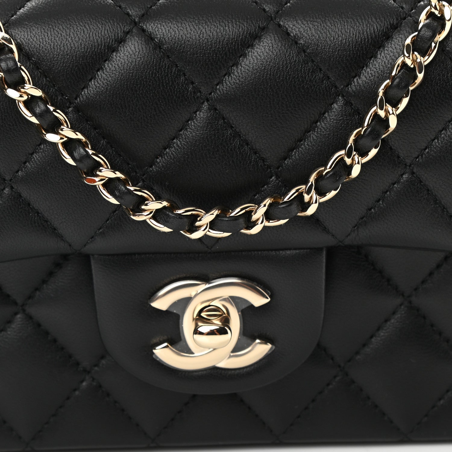 Chanel Lambskin Quilted Mini Top Handle Rectangular Flap Black 8 of 11