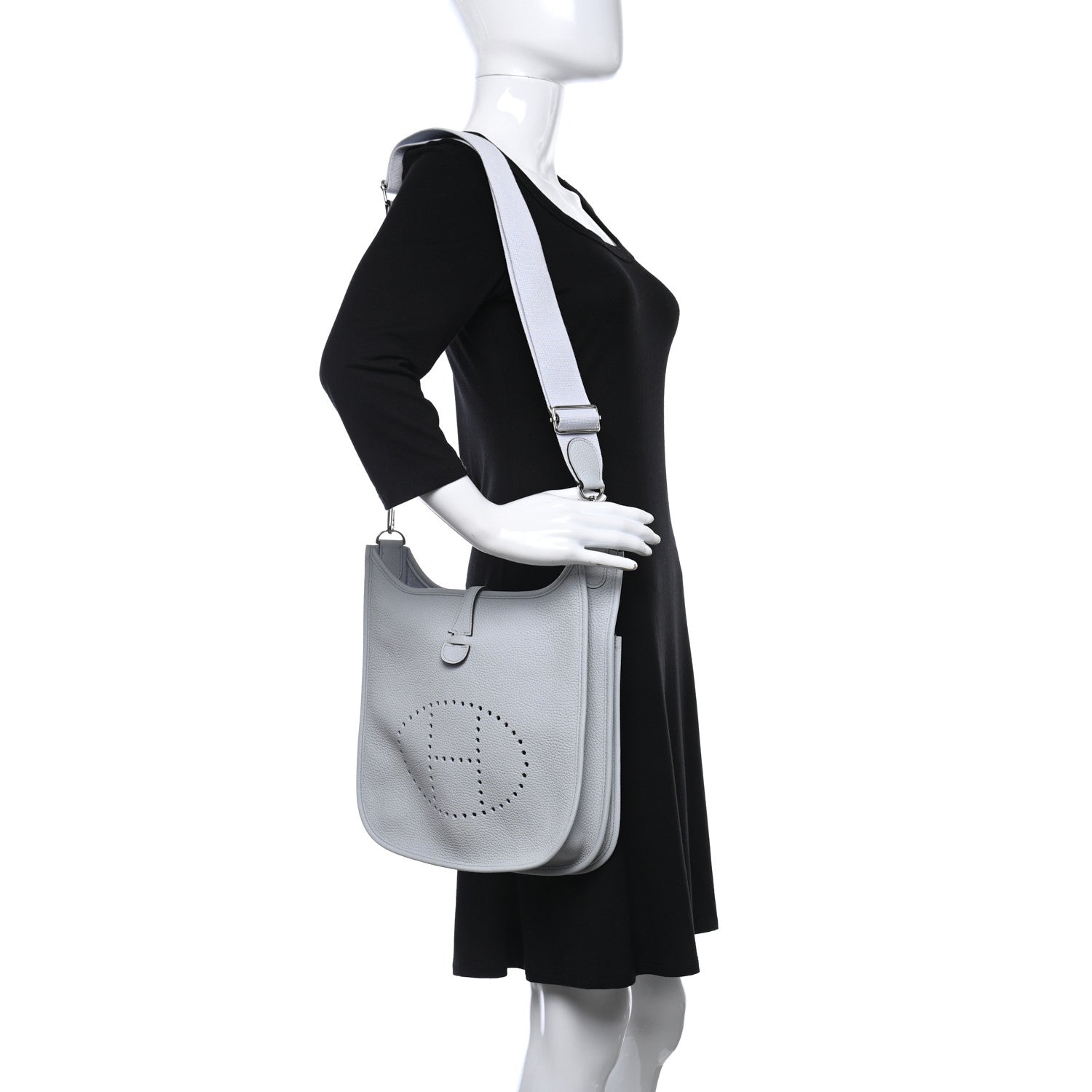 Hermes Taurillon Clemence Evelyne III PM Bleu Pale 2 of 9