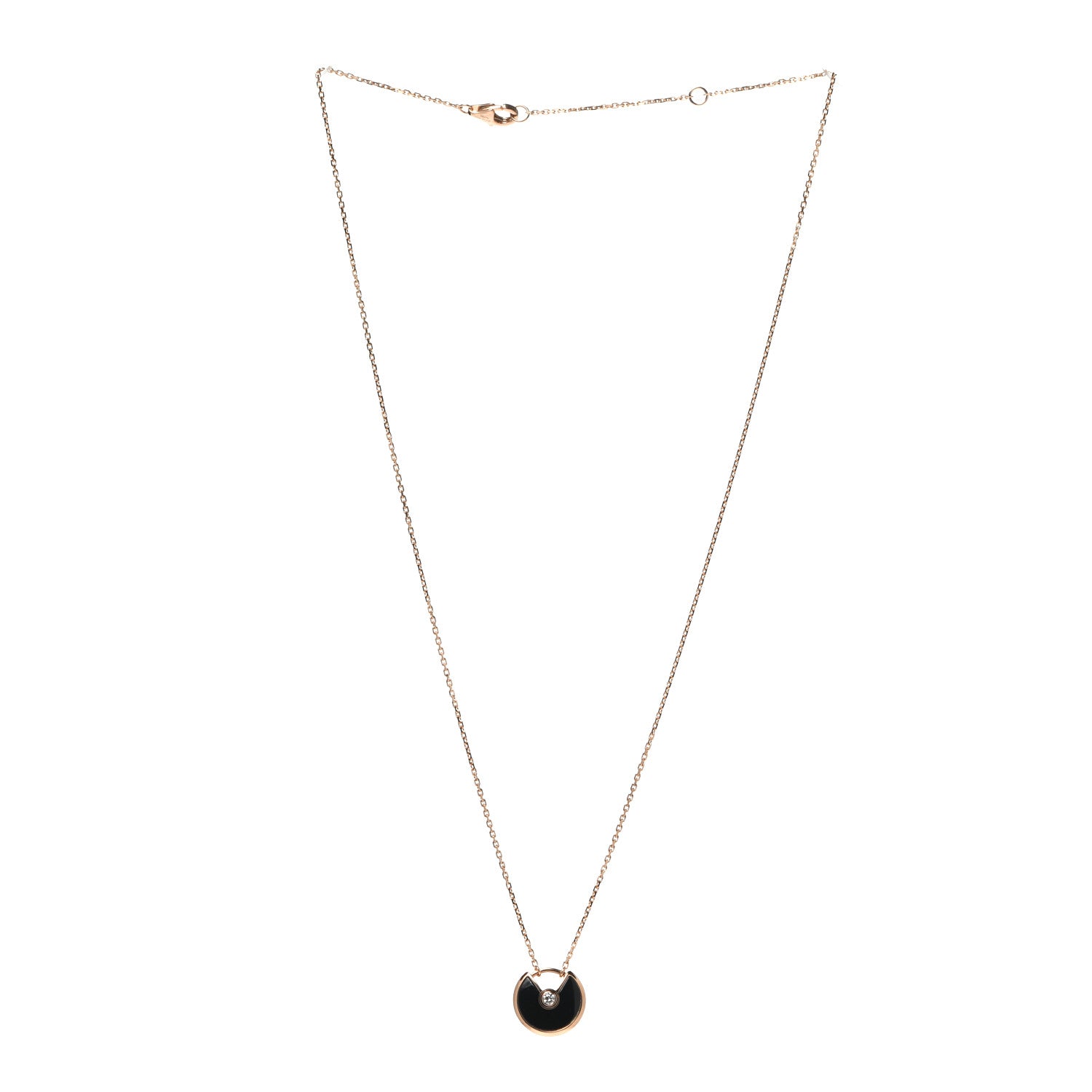 Cartier 18K Pink Gold Diamond Black Onyx XS Amulette de Cartier Pendant Necklace 3 of 7