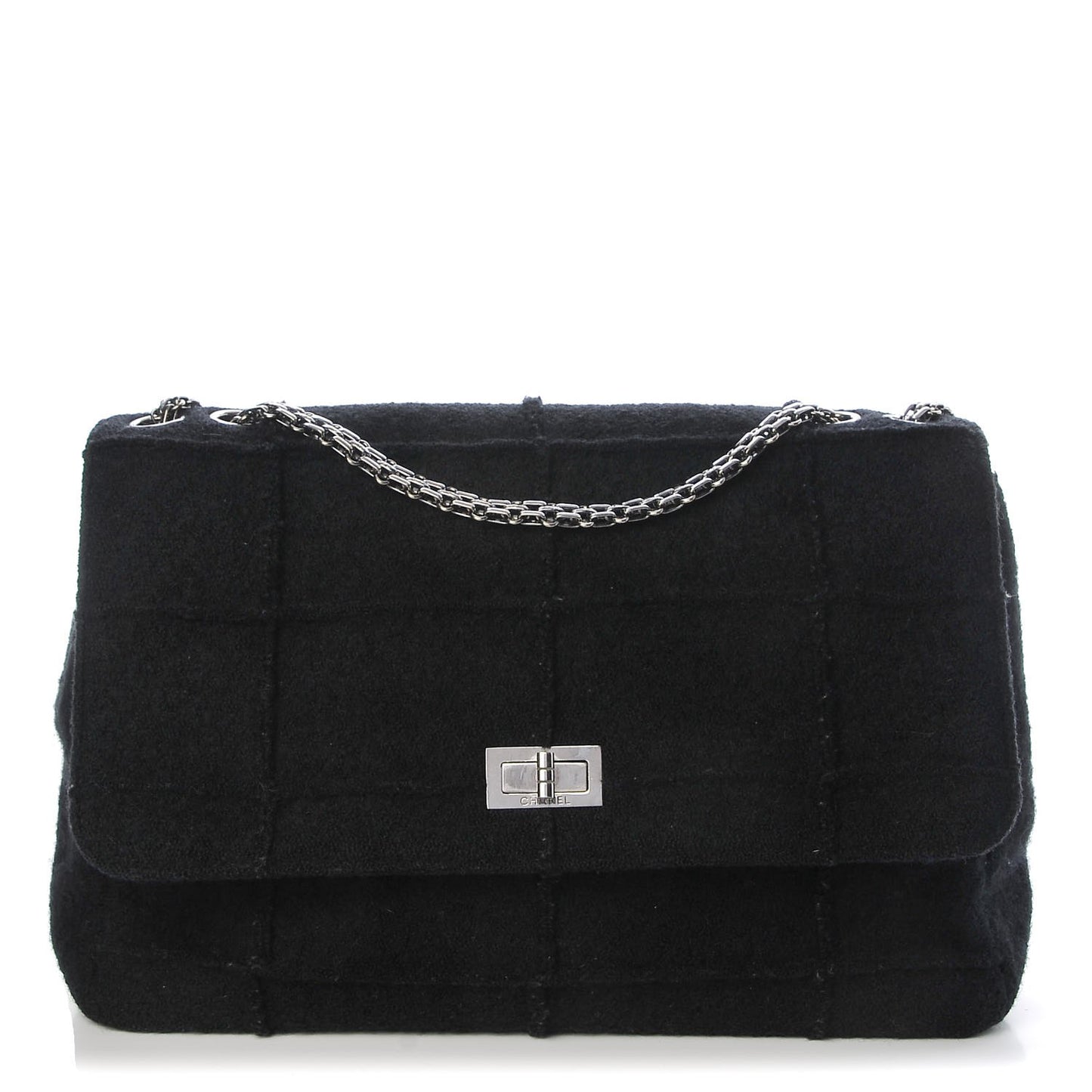 Wool Patchwork Mademoiselle Jumbo Flap Black
