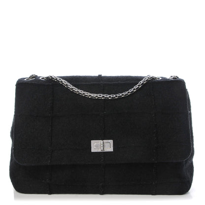 Chanel Wool Patchwork Mademoiselle Jumbo Flap Black 1 of 10