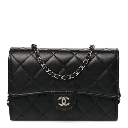 Chanel Lambskin Quilted Mini French Wallet On Chain WOC Black 1 of 11