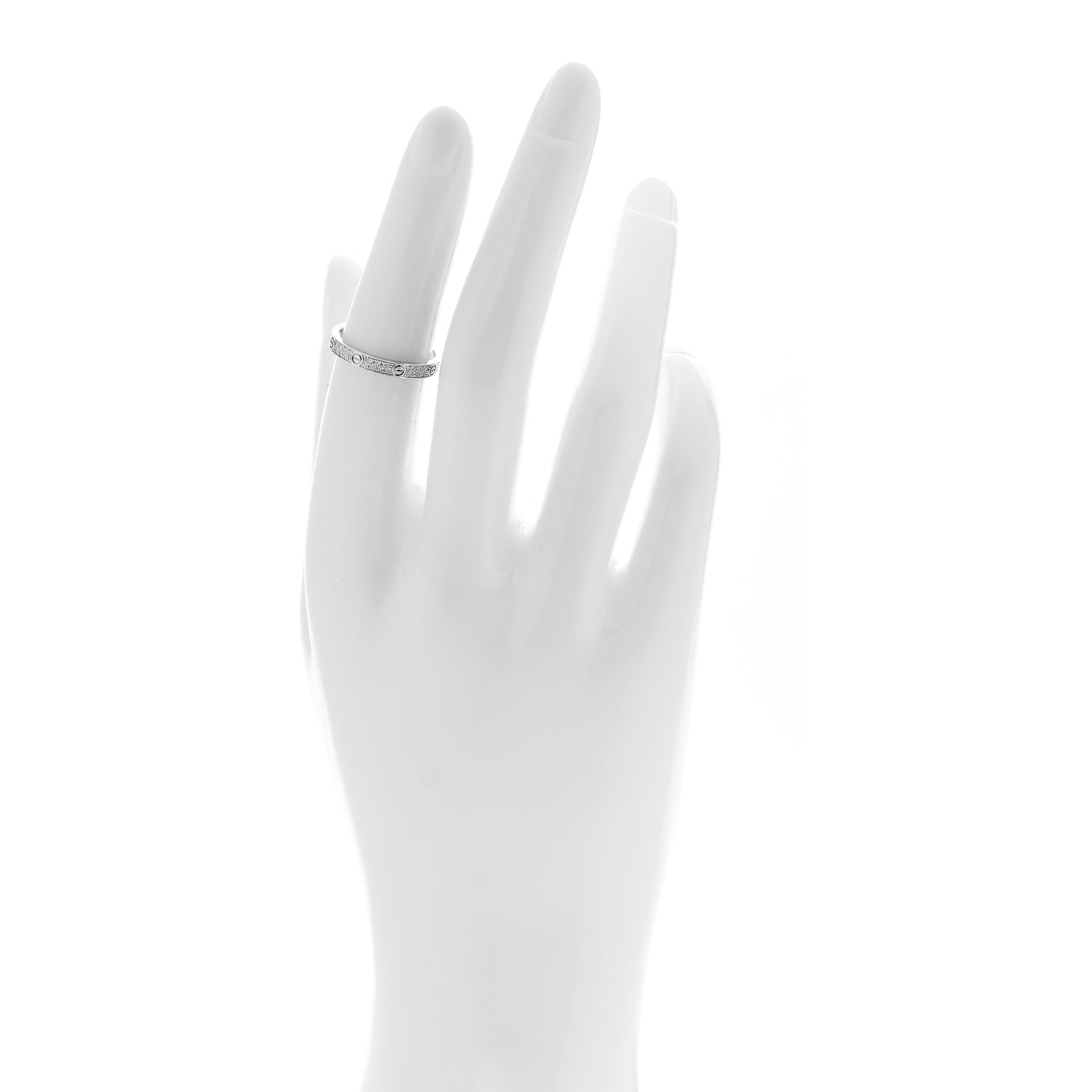 18K White Gold Diamond 2.6mm LOVE Paved Band Ring 51 5.75