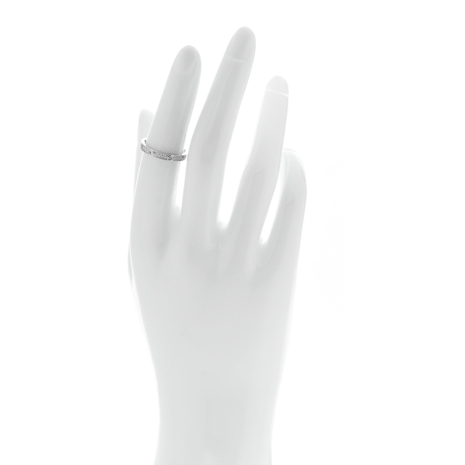 Cartier 18K White Gold Diamond 2.6mm LOVE Paved Band Ring 51 5.75 2 of 6