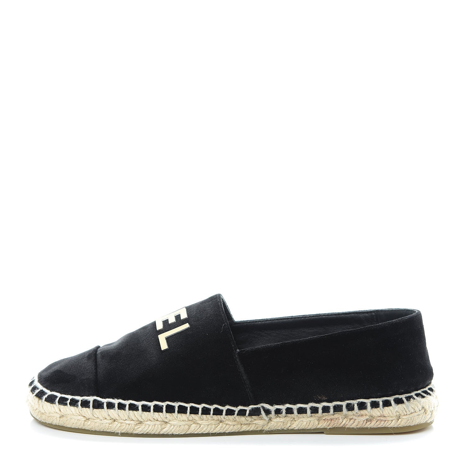 Chanel Velvet Logo Espadrilles 38 Black 1 of 12