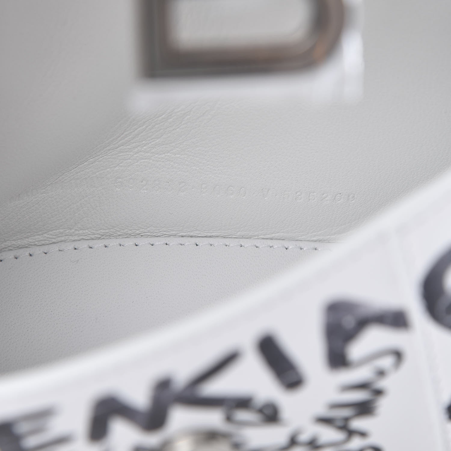 Balenciaga Smooth Calfskin Graffiti Hourglass Top Handle Bag XS White Black 7 of 11