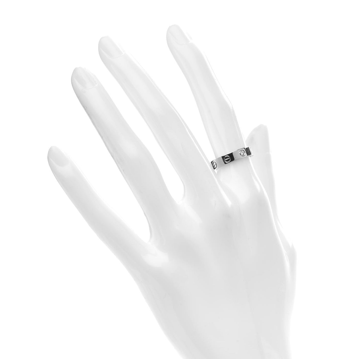 18K White Gold Diamond 4mm LOVE Wedding Band Ring 49 4.75