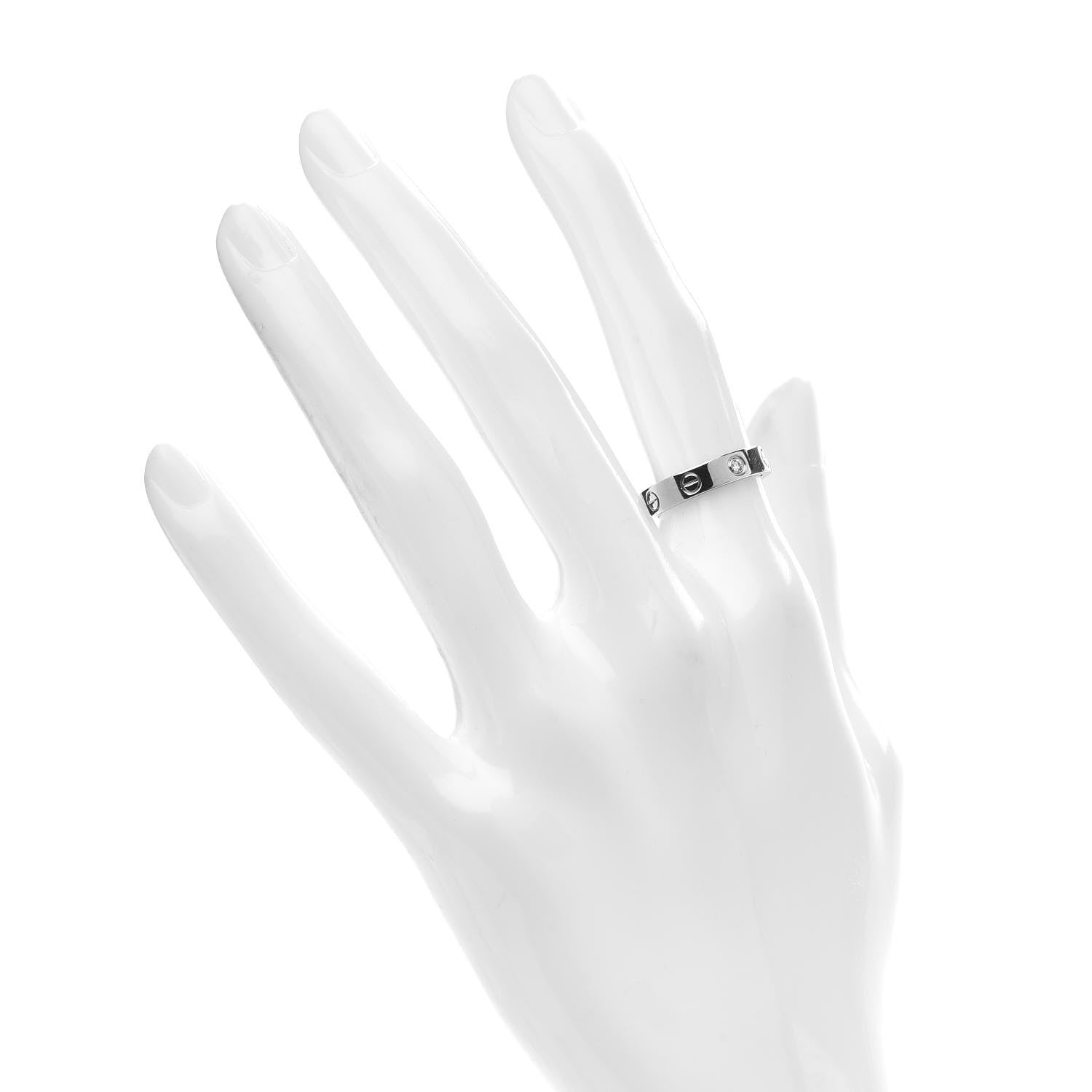 Cartier 18K White Gold Diamond 4mm LOVE Wedding Band Ring 49 4.75 2 of 4