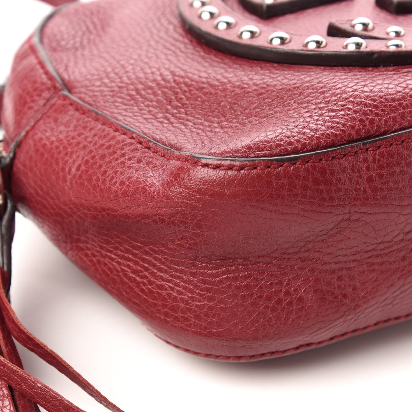 Pebbled Calfskin Studded Small Soho Disco Bag Soft Burgundy
