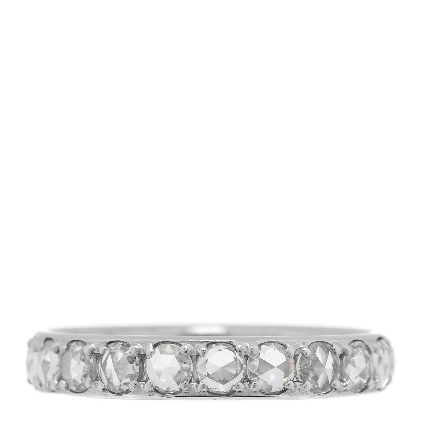 18K White Gold Diamond Metro Rose Cut Eternity Band Ring 58 8.5